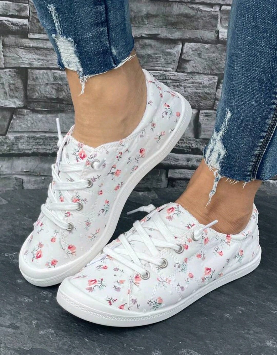 Woman Flower Flat Sneaker Shoes (UK6)