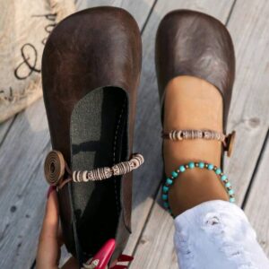 Woman Brown Flat Loafers Shoes (UK4)
