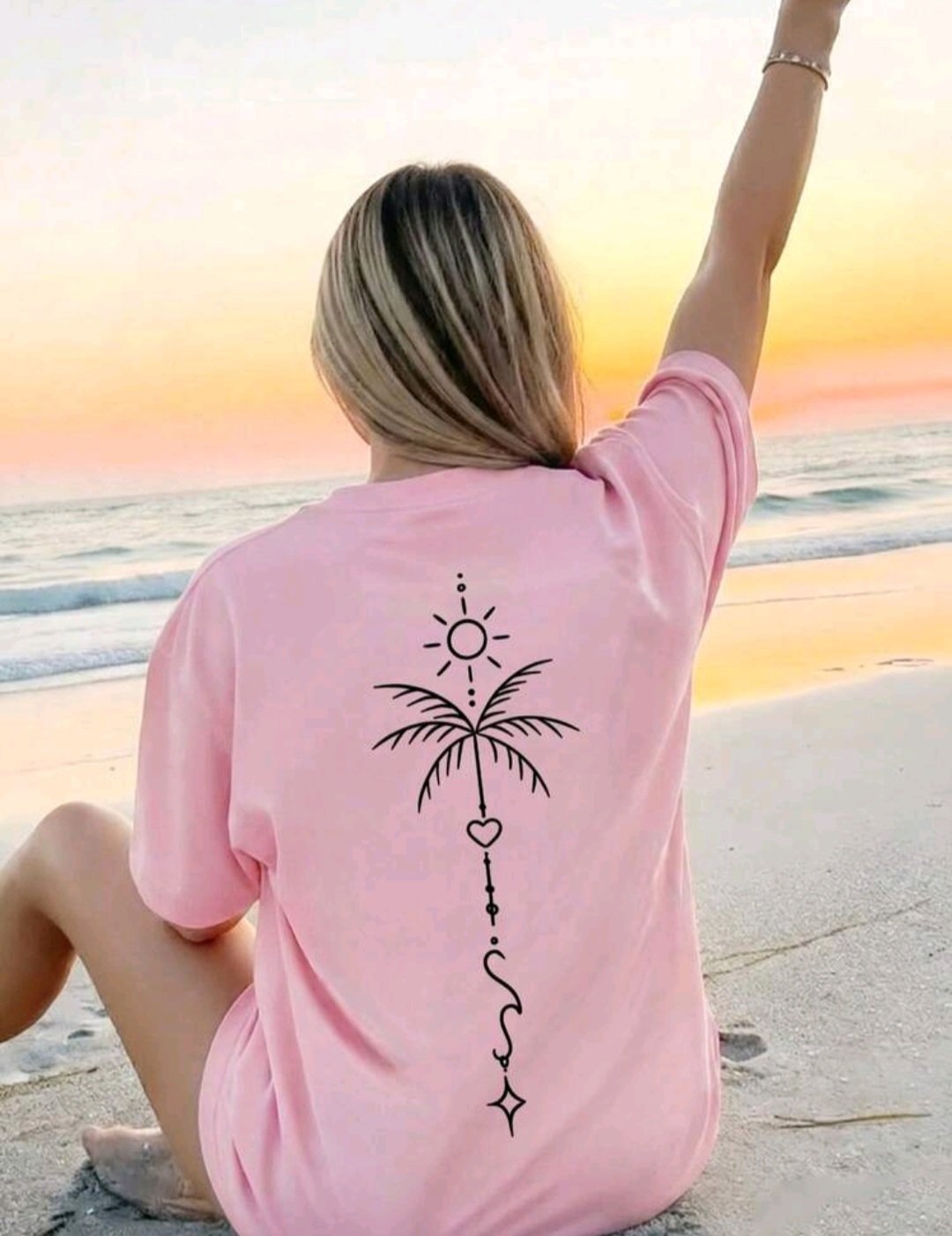 Woman Pink Beach T-Shirt (L)